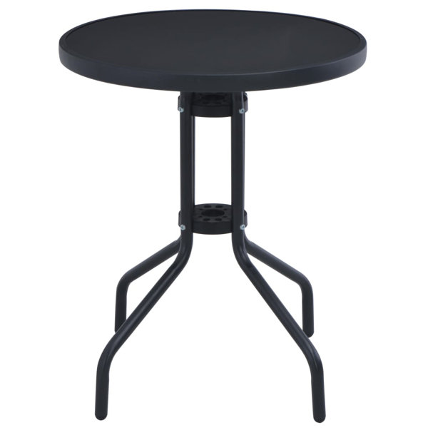Winston Porter Bistro Table Outdoor Side Table with Glass Top Garden